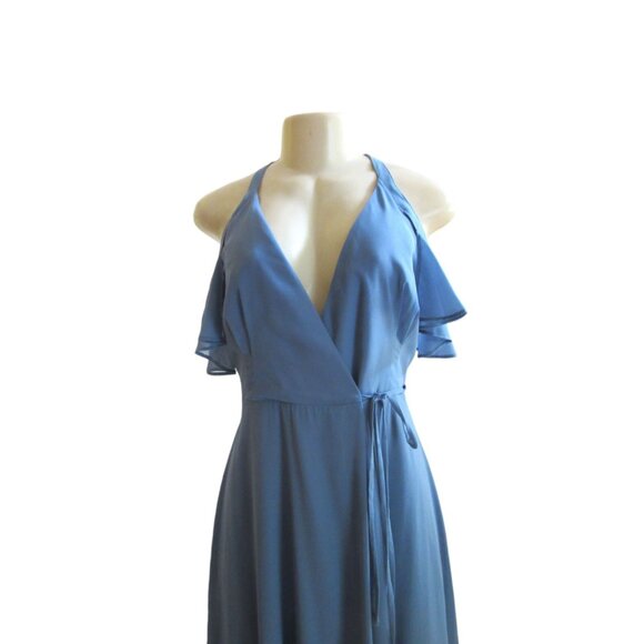 Lulus Blue Wrap Maxi Dress w Off the Shoulders Sleeves in Size XXS - Picture 3 of 9